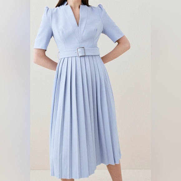 NWT KAREN MILLEN Tall Structured Crepe Forever Pleated Midi Dress. $439 - Picture 12 of 14